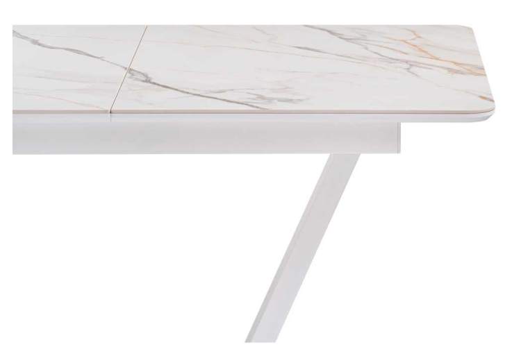 Керамический стол на тумбе Бугун 120(160)х80х77 белый мрамор с прожилками / белый-5
