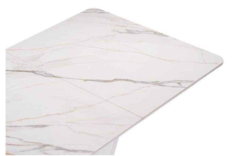 Керамический стол на тумбе Бугун 120(160)х80х77 белый мрамор с прожилками / белый-6