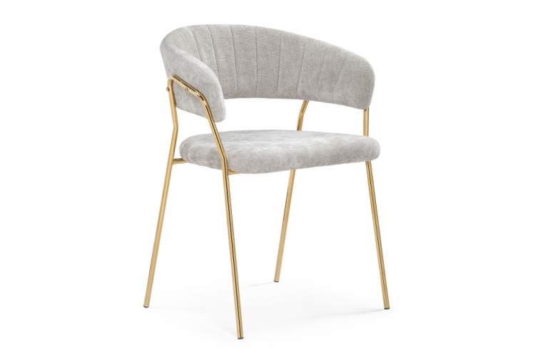Стул на металлокаркасе Kamelia 1 light gray fabric / gold