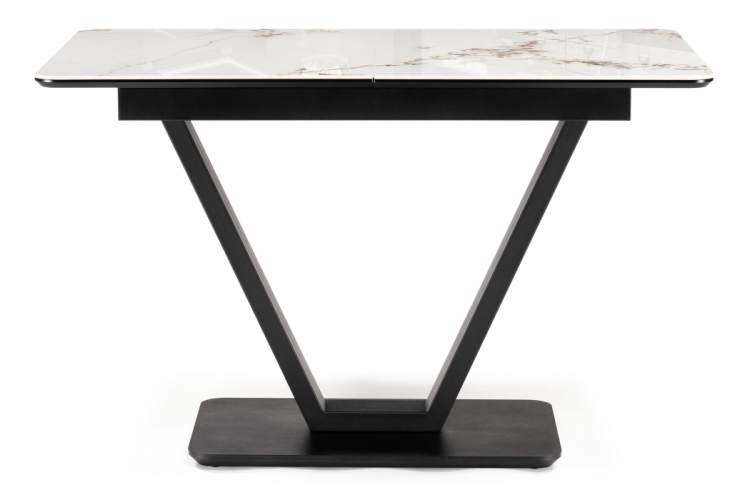 Керамический стол Бугун 120(160)х80х77 белый мрамор глянец / черный-2
