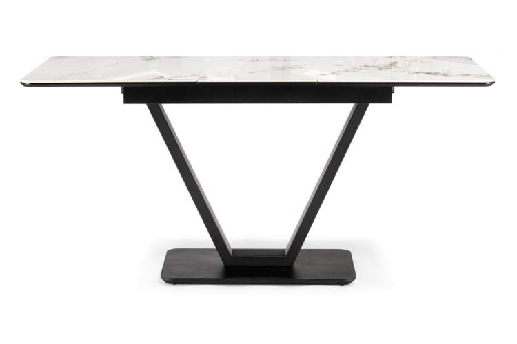 Керамический стол Бугун 120(160)х80х77 белый мрамор глянец / черный-3