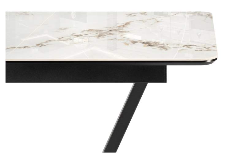 Керамический стол Бугун 120(160)х80х77 белый мрамор глянец / черный-7