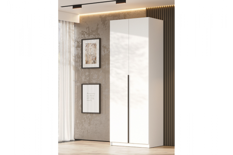 Шкаф Даиго двухстворчатый белый текстурный-2