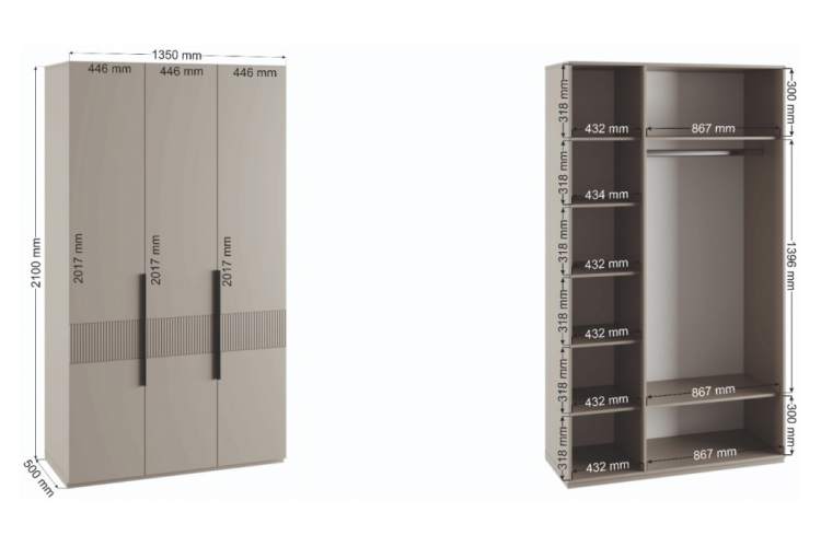 Шкаф Ника бежевый мат-05 / кашемир-2