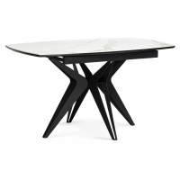 Керамический стол Риполь 140(180)х80 белый мрамор snow white / черный