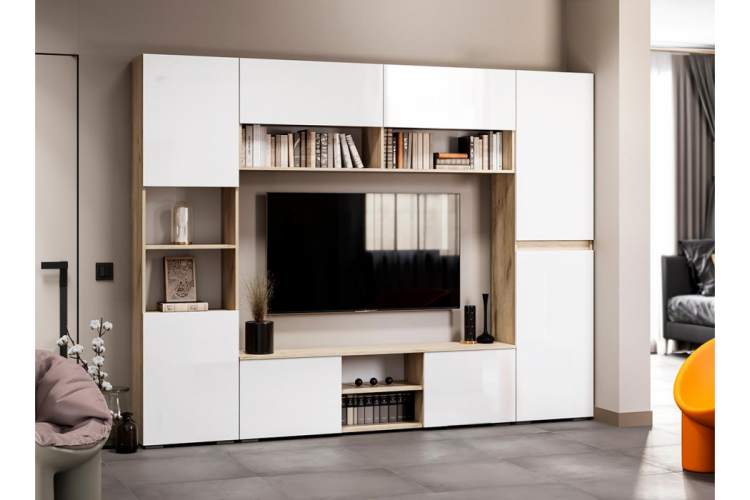 Шкаф Алетра П-500 дуб крафт серый / глянец белый-1