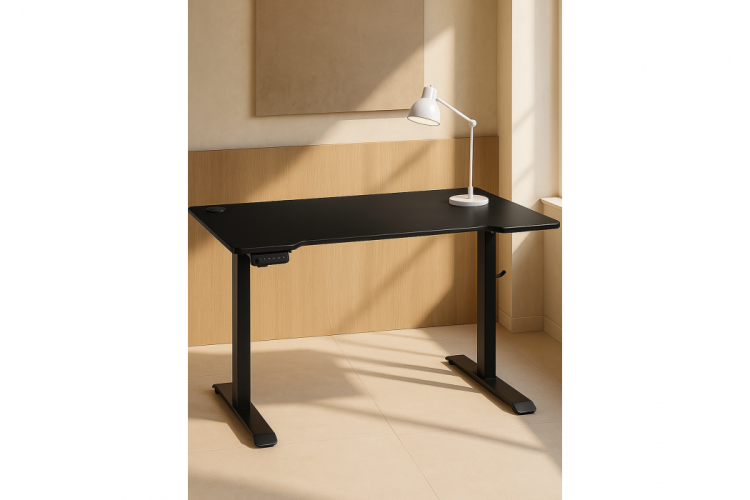 Компьютерный стол Маркос с механизмом подъема 120х75х75 черный /шагрень черная-1