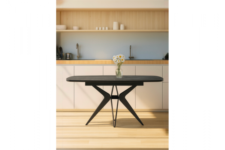 Керамический стол Риполь 140(180)х80 larka grey / черный-1