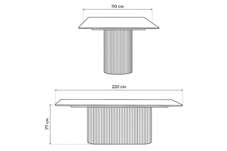 Керамический стол Ривера 220x110 пленка черный кварц / черный-2