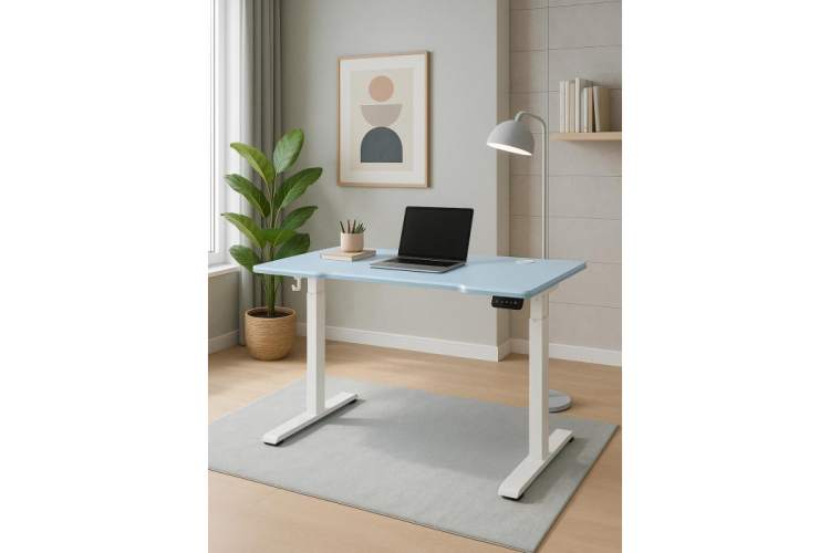 Компьютерный стол Маркос 140х80 голубой / белый-1