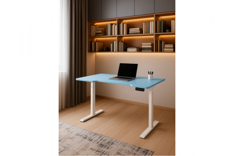 Компьютерный стол Маркос 140х80 голубой / белый-2