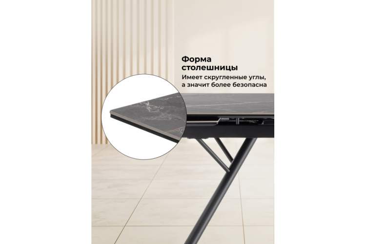 Керамический стол Ворен 180(240)x90 nero markina / черный-6