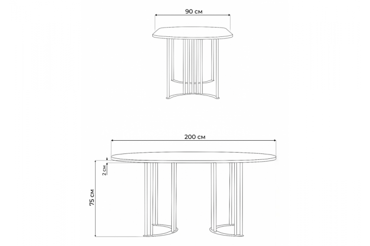Стол деревянный Хьюго О 200 х 90 черная шагрень пленка / черные ноги-3