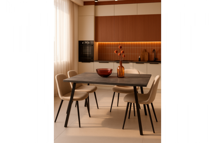 Стол деревянный Кортни 117 (157) x 77 бетон темный / черный матовый-1