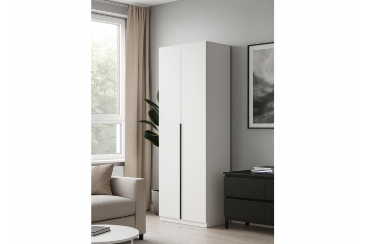 Шкаф Даиго двухстворчатый белый текстурный-1