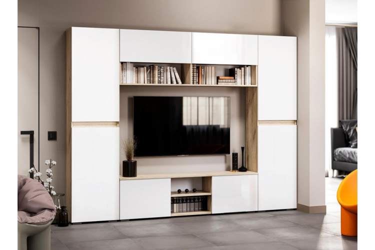 Шкаф Алетра П-500 дуб крафт серый / глянец белый-2