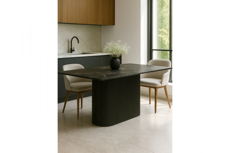 Керамический стол Ривера 220x110 пленка черный кварц / черный-1