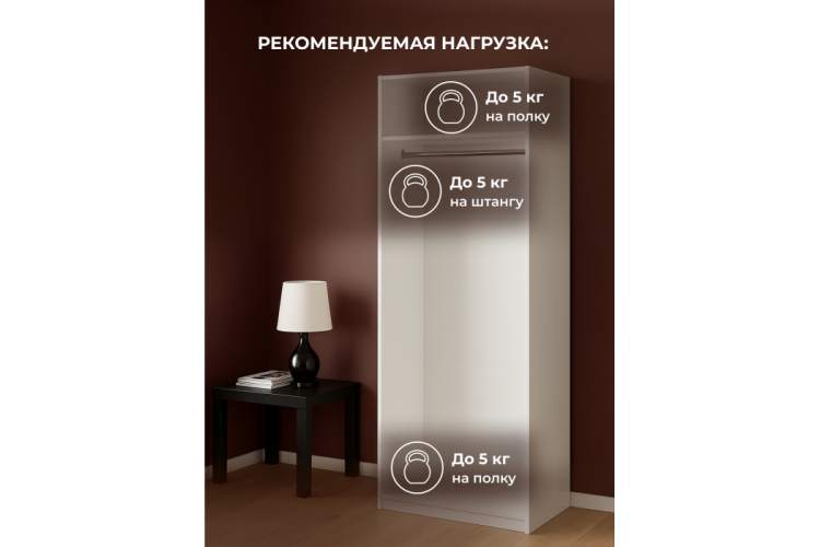 Шкаф Даиго двухстворчатый белый текстурный-6