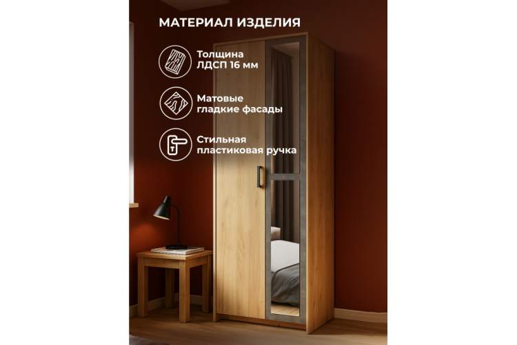 Шкаф Taika дуб золотой / камень темный-3