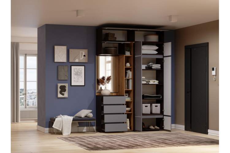 Прихожая Роут венге / графит софт комплектация 5-1