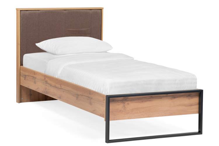 Кровать Iris 90х200 металл дуб вотан / черный муар