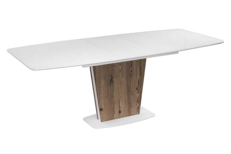 Стол стеклянный Оливер лиственница горная / белый-1