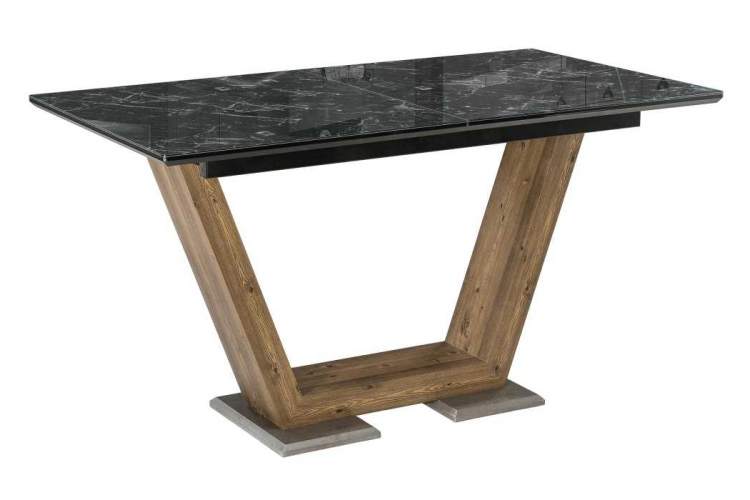 Стол стеклянный Иматра мрамор черный / черная шагрень