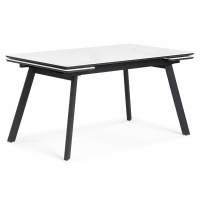 Керамический стол Норман 140(200)х80х75 белый мрамор alpin white / черный