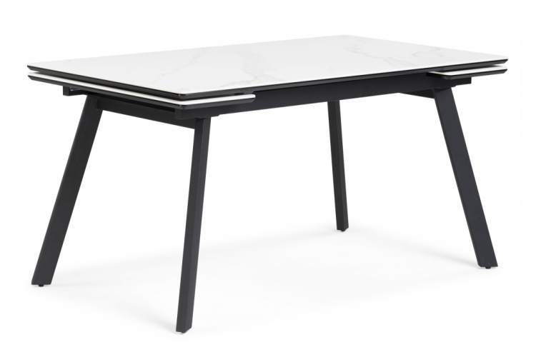 Керамический стол Норман 140(200)х80х75 белый мрамор alpin white / черный