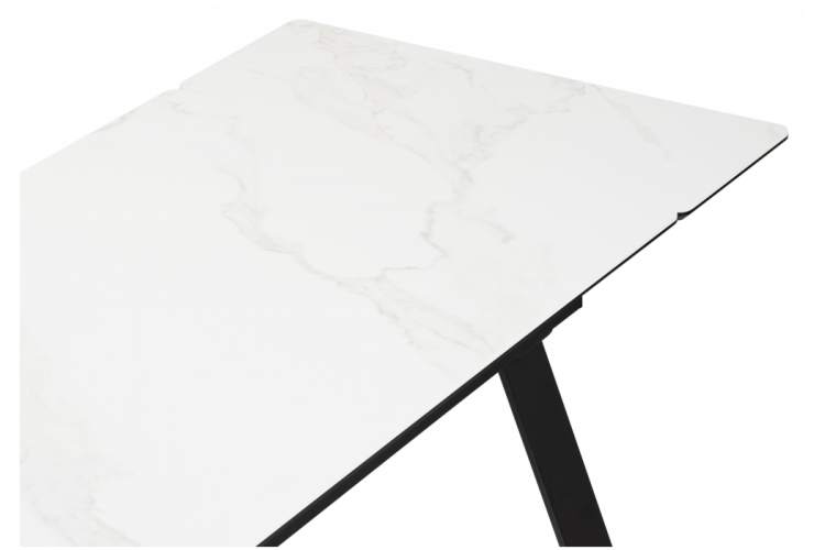 Керамический стол Норман 140(200)х80х75 белый мрамор alpin white / черный-7