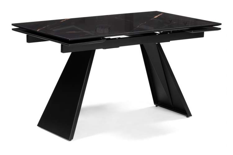 Стол стеклянный Хорсборо 140(200)х80х79 обсидиан / черный