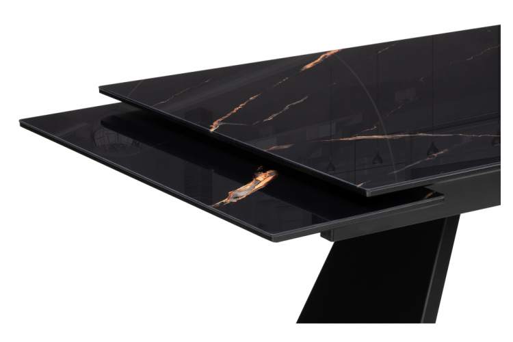 Стол стеклянный Хорсборо 140(200)х80х79 обсидиан / черный-5