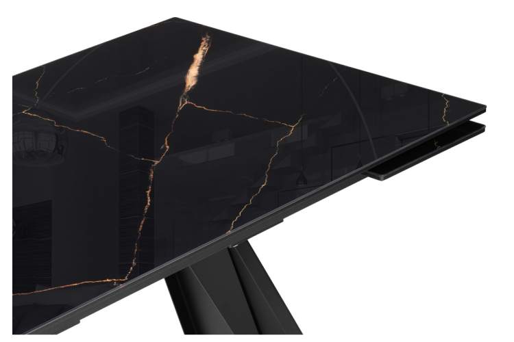 Стол стеклянный Хорсборо 140(200)х80х79 обсидиан / черный-6