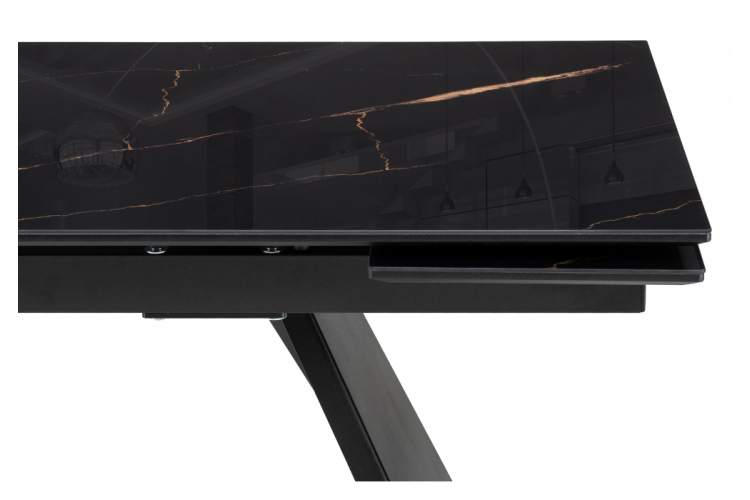 Стол стеклянный Хорсборо 140(200)х80х79 обсидиан / черный-7