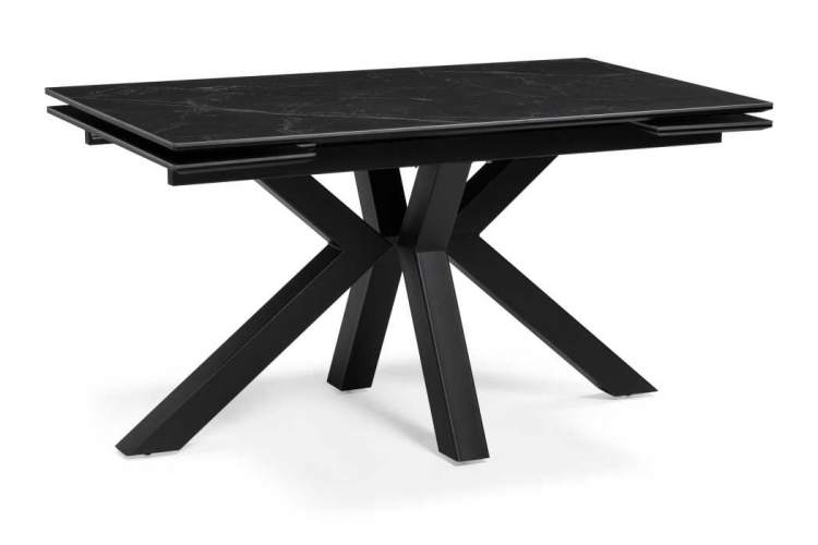 Керамический стол Бронхольм 140(200)х80х77 черный мрамор / черный