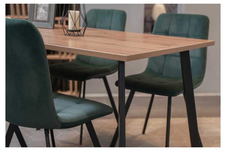 Стол деревянный Тринити Лофт 140 25 мм дуб делано темный / черный матовый-6