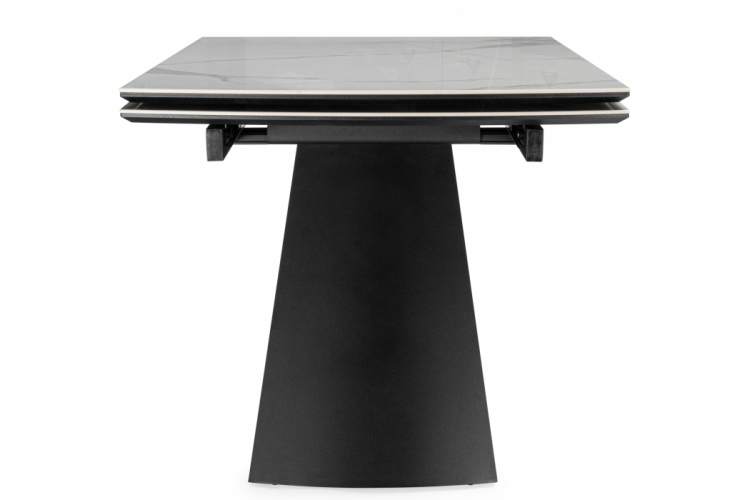 Керамический стол Симмонс 180(260)x90 statuario titan gloss / черный / орех дуб монтана-10