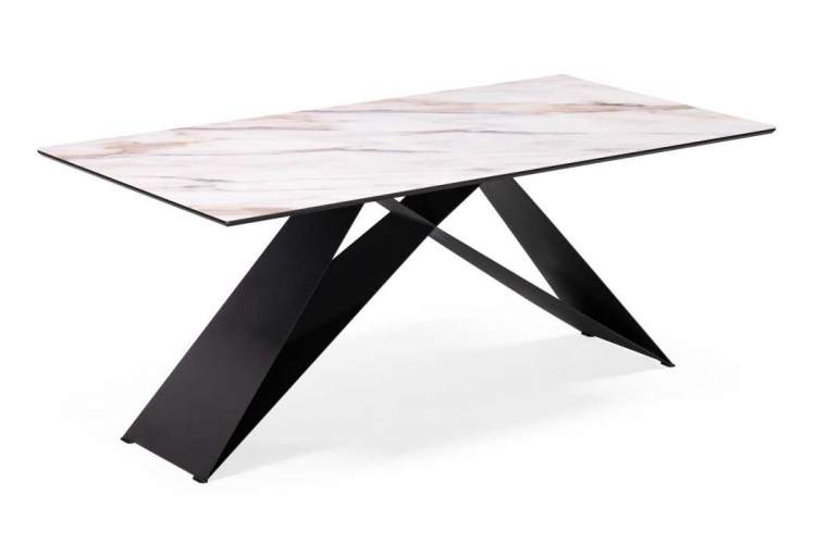 Стол стеклянный Ноттингем 180х90х74 оптивайт / черный