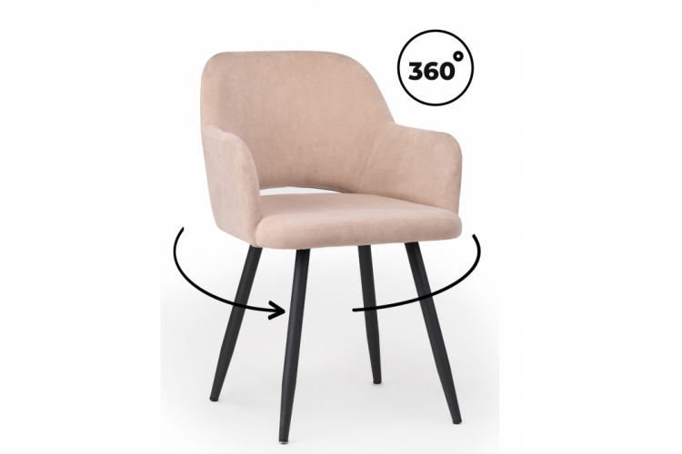 Стул на металлокаркасе Эолин 360 латте (glory 10) / черный