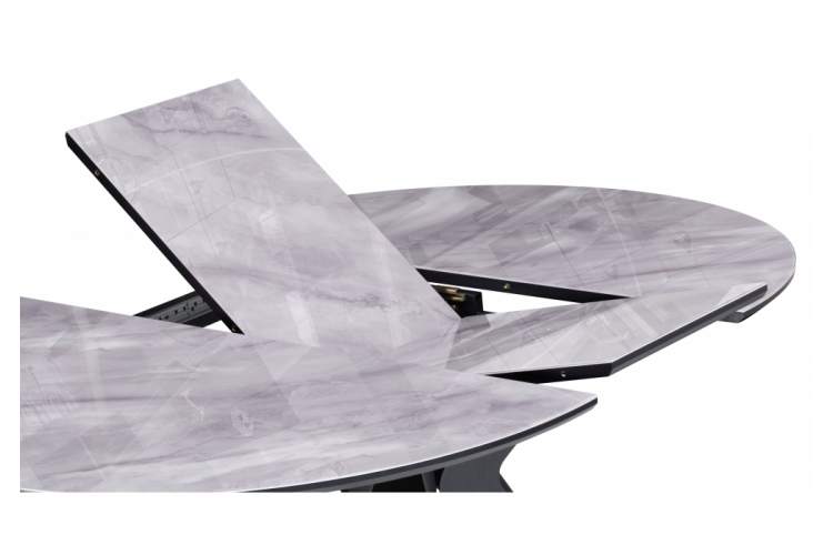 Стол стеклянный Рикла 120(160) серый мрамор / черный-3