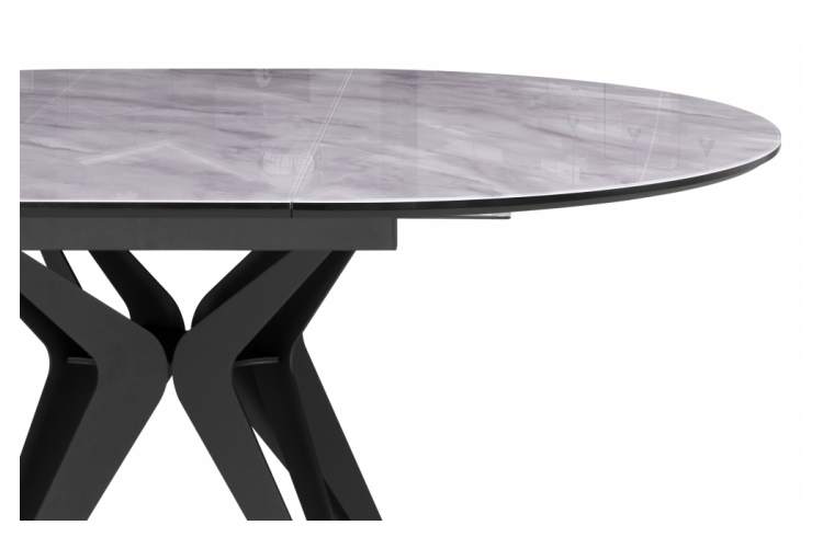 Стол стеклянный Рикла 120(160) серый мрамор / черный-4