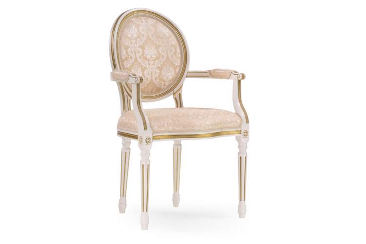 Стул деревянный Данте молочный / золотая патина
