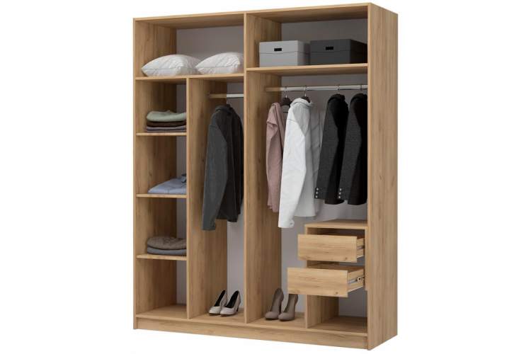 Шкаф Широн 1600 графит серый / дуб крафт золото-4