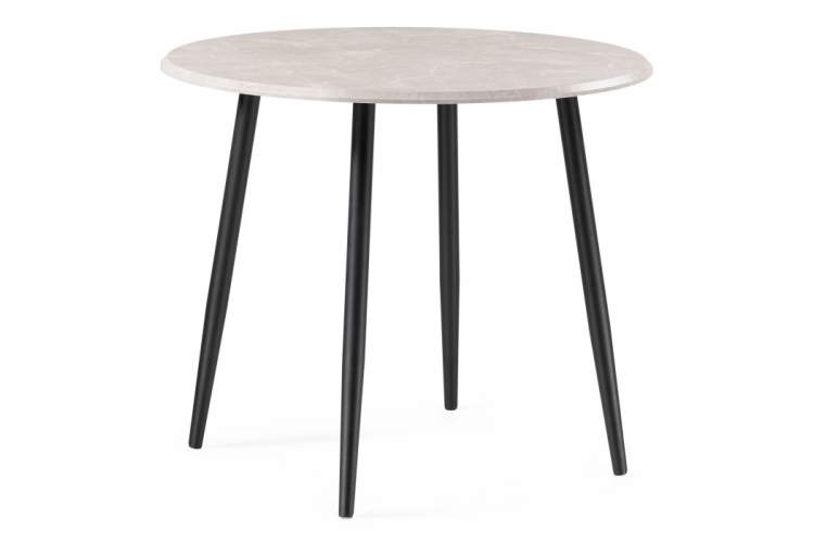 Стол деревянный Абилин 90 мрамор светло-серый / черный матовый