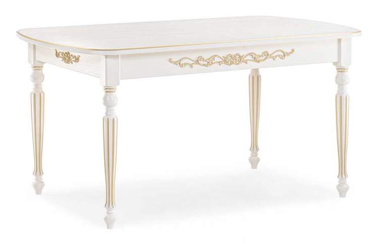Стол деревянный Бевье молочный / золото