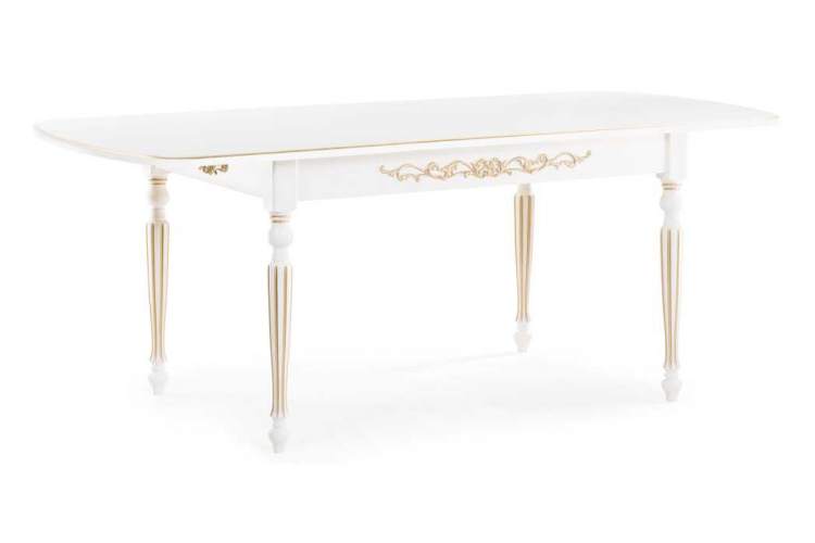 Стол деревянный Бевье молочный / золото-2