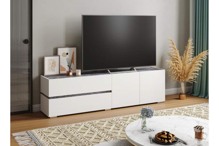 ТВ-тумба Атлон белый / бетон темный-3