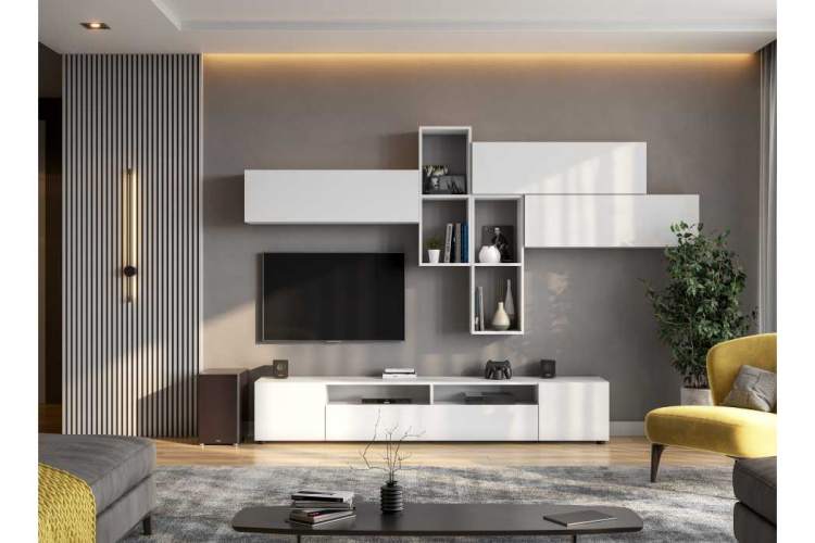 Валенсия белый текстурный ТВ-тумбы-3