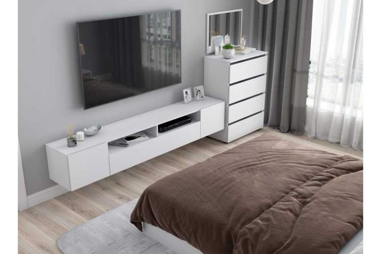 Валенсия белый текстурный ТВ-тумбы-5