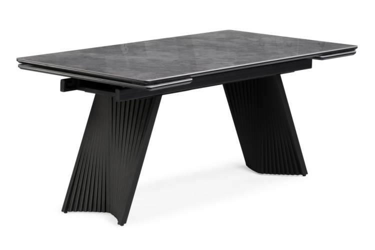 Керамический стол Вейв 160(220)х89х75 серый мрамор baolai / черный